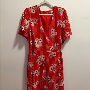 Madewell Red Floral Wrap Dress